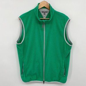 Peter Millar Warmth Mens Vest Fleece Large Green Full Zip Pockets Golf